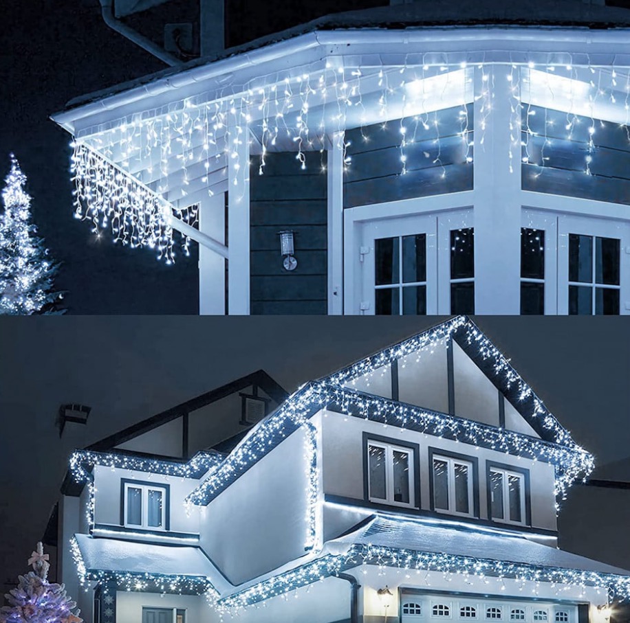Instalatie 20 metri ALB CALD 500 LED tip turturi franjuri